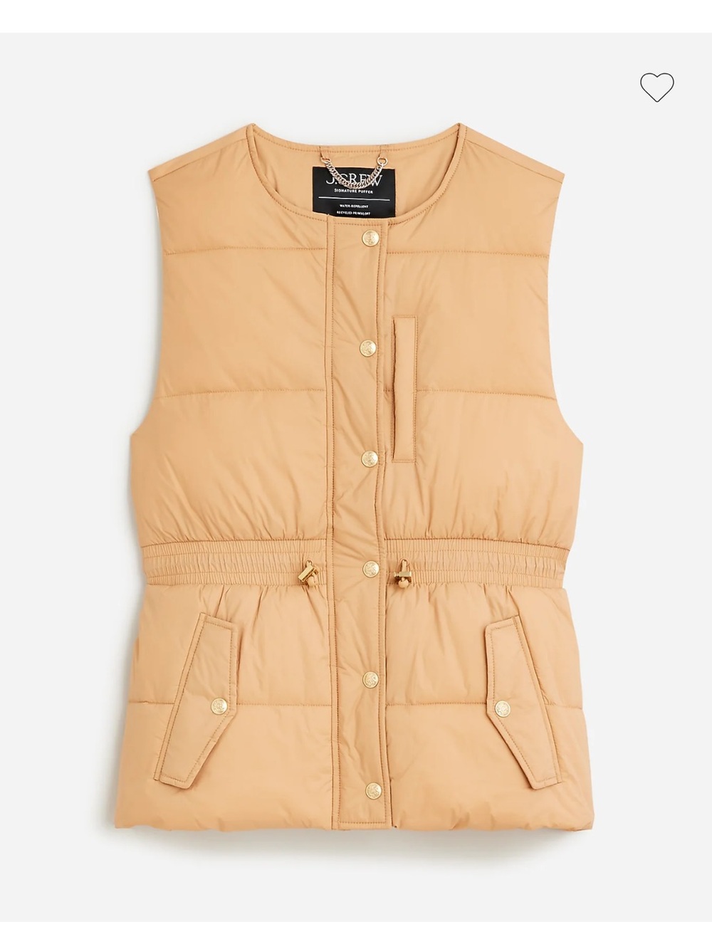 J. Crew Light Camel Quilted Puffer Vest